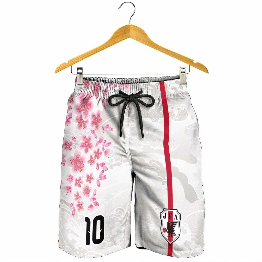 Custom Japan National Football Shorts for Men Cherry Blossom Sakura Wave Traditional Graphic Art