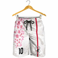 Custom Japan National Football Shorts for Men Cherry Blossom Sakura Wave Traditional Graphic Art