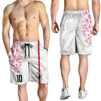 Custom Japan National Football Shorts for Men Cherry Blossom Sakura Wave Traditional Graphic Art