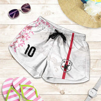 Custom Japan National Football Shorts for Women Cherry Blossom Sakura Wave Traditional Graphic Art