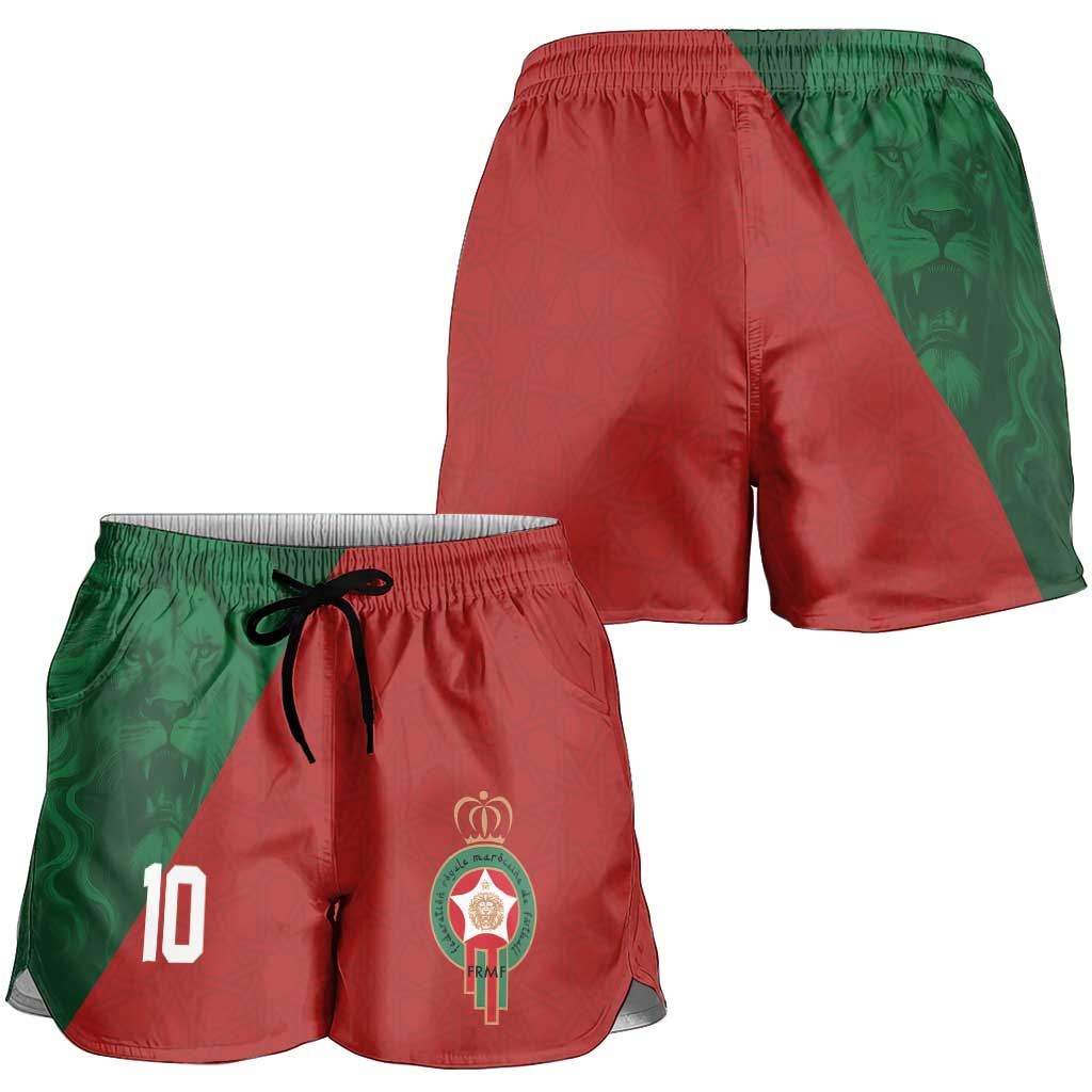 Custom Morocco National Football Shorts for Women The Atlas Lions Spirit - Wonder Print Shop