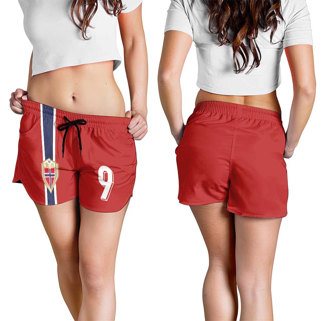 Custom Norway Football Shorts for Women Cross Nordic Knot Pattern National Flag Style
