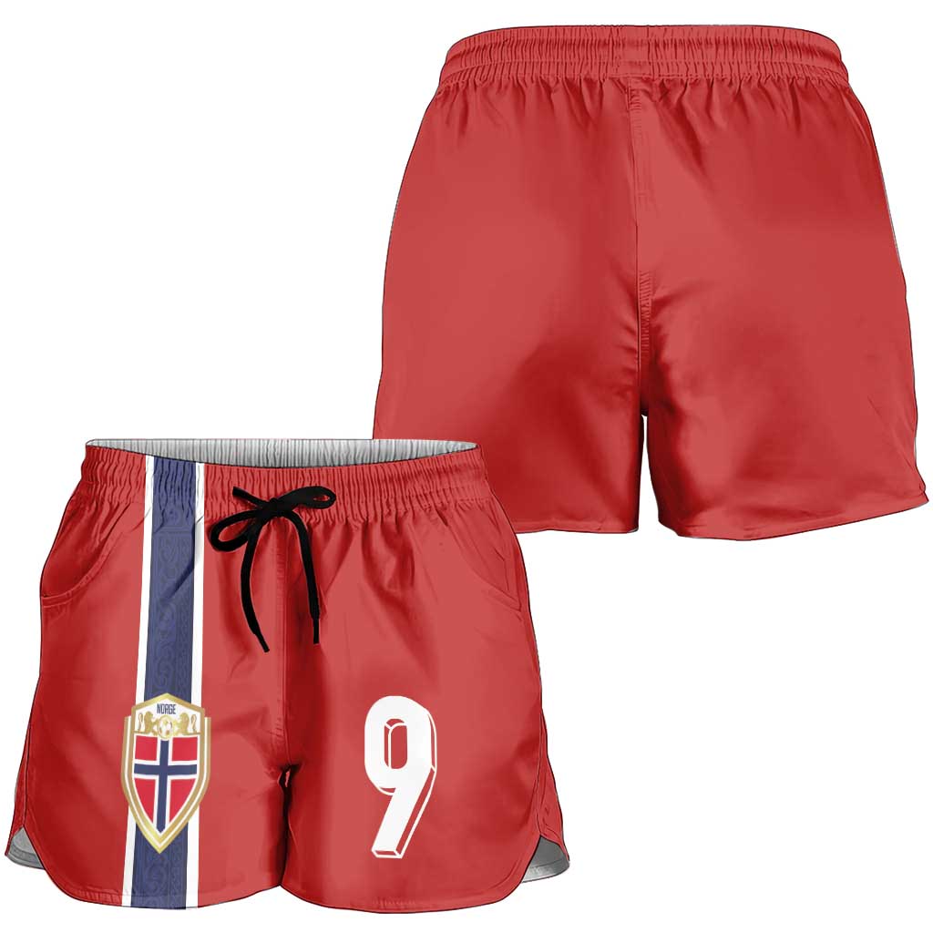 Custom Norway Football Shorts for Women Cross Nordic Knot Pattern National Flag Style