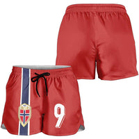 Custom Norway Football Shorts for Women Cross Nordic Knot Pattern National Flag Style