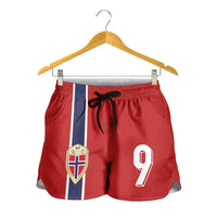 Custom Norway Football Shorts for Women Cross Nordic Knot Pattern National Flag Style