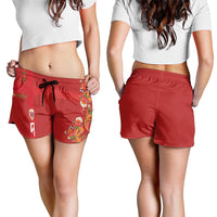 Custom Norway Football Shorts for Women Norge Viking and Rosemaling Ornament