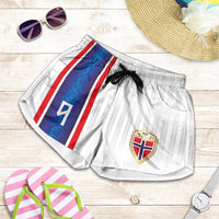 Custom Norway Football Shorts for Women Norge Viking Ornament Vertical Stripe Sporty Style