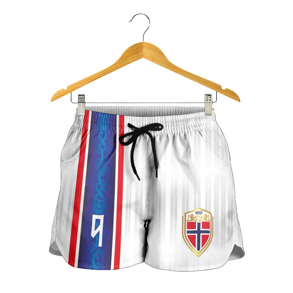 Custom Norway Football Shorts for Women Norge Viking Ornament Vertical Stripe Sporty Style