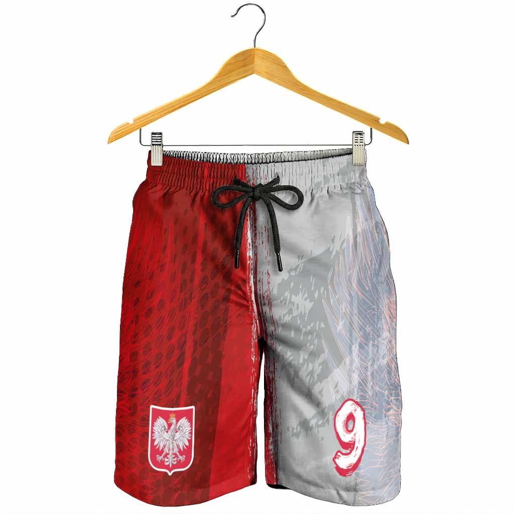Custom Polish Football Shorts for Men Eagle Wings Grunge Sporty Half Style - Wonder Print Shop