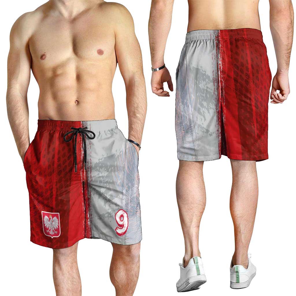Custom Polish Football Shorts for Men Eagle Wings Grunge Sporty Half Style - Wonder Print Shop