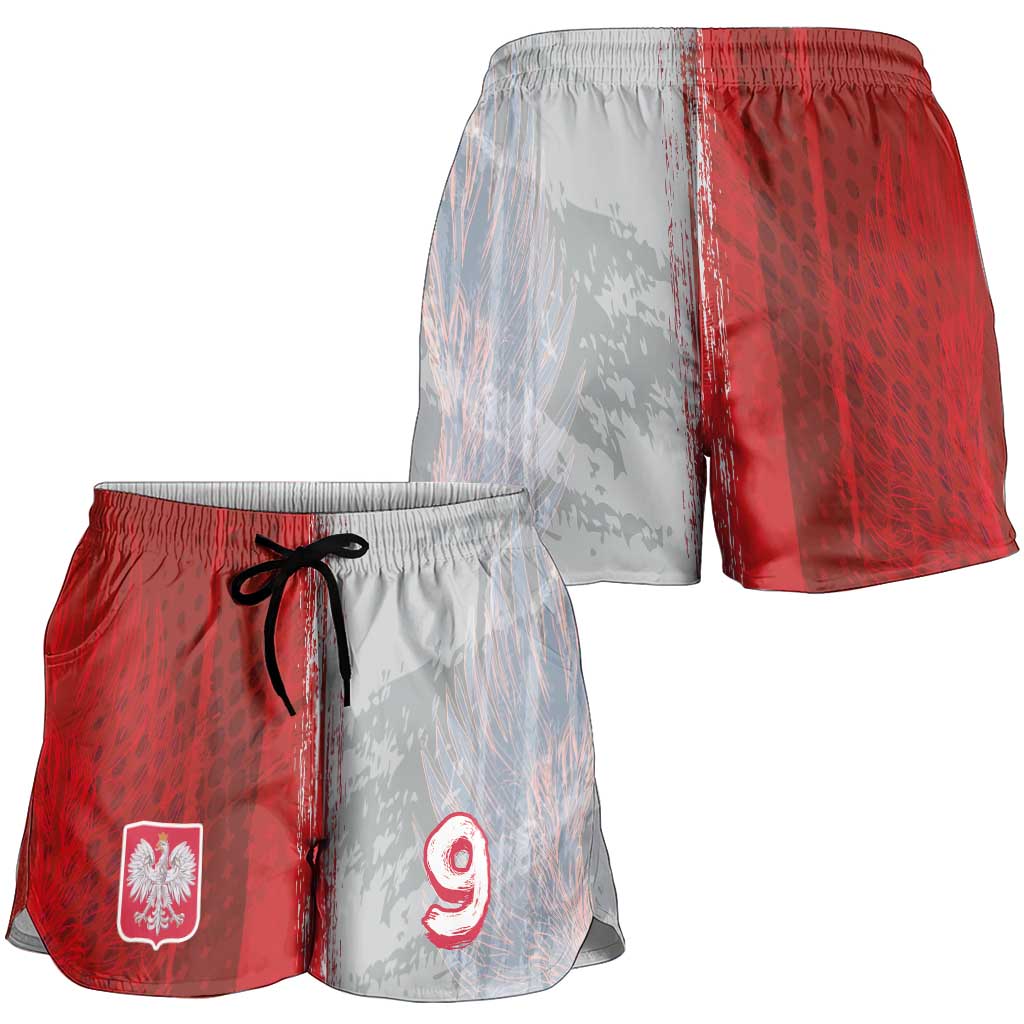 Custom Polish Football Shorts for Women Eagle Wings Grunge Sporty Half Style - Wonder Print Shop