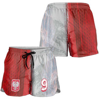 Custom Polish Football Shorts for Women Eagle Wings Grunge Sporty Half Style - Wonder Print Shop