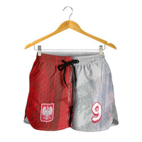 Custom Polish Football Shorts for Women Eagle Wings Grunge Sporty Half Style - Wonder Print Shop