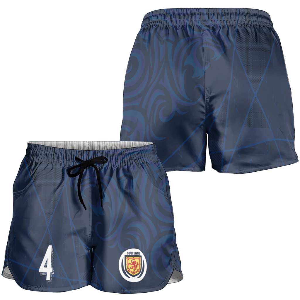 Custom Scotland National Football Shorts for Women Tartan Patchwork and Sport Lion - Wonder Print Shop