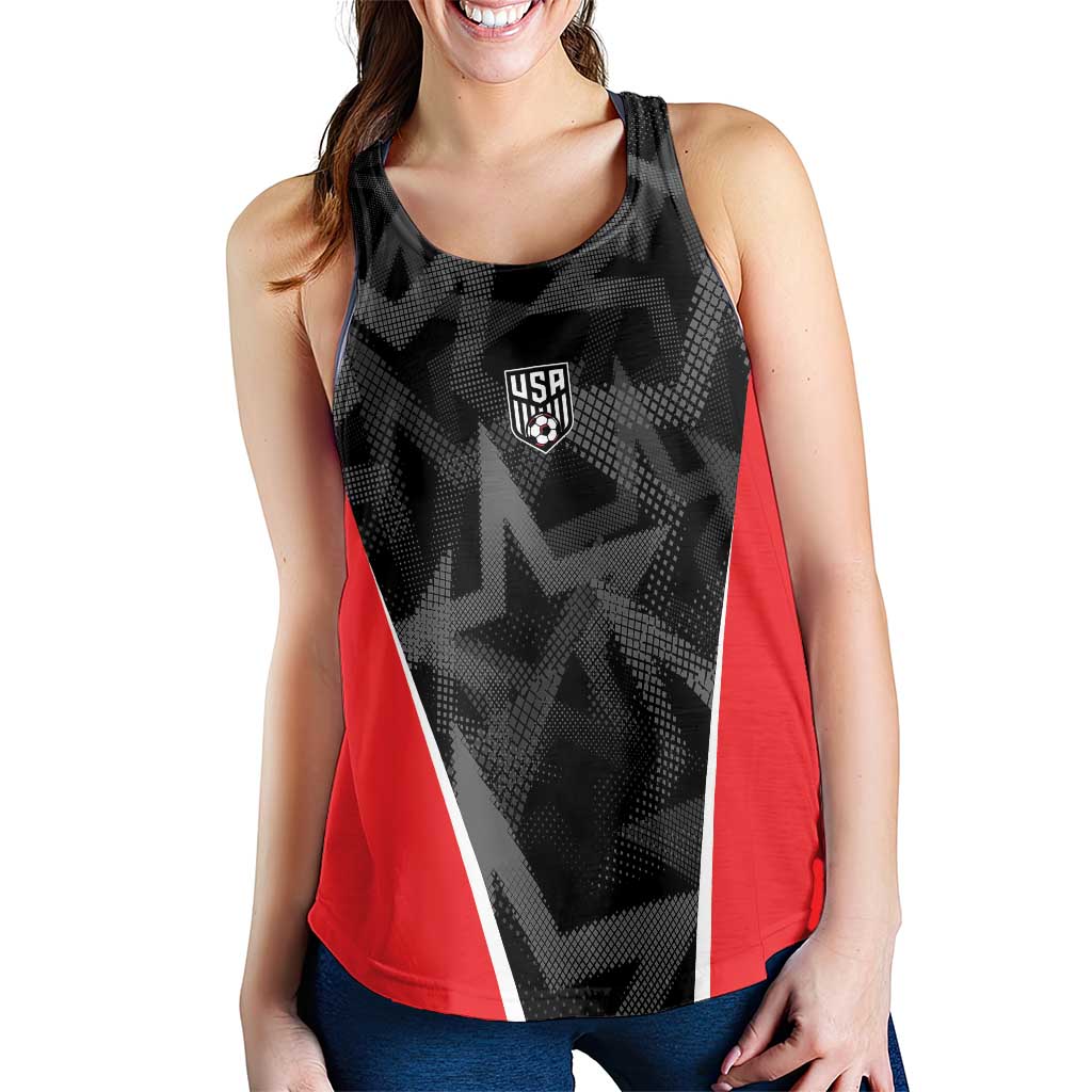 Custom Soccer 2026 USA Women Racerback Tank Black Stars Version
