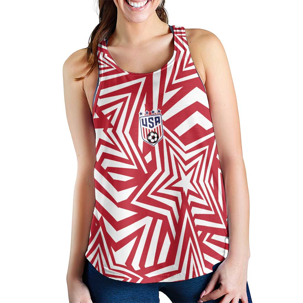 Custom Soccer 2026 USA Women Racerback Tank Red Star Stylized