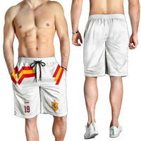Custom Spain National Football Shorts for Men Geometric Flag Stripe Pattern Retro Graphic Concept