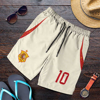 Custom Spain National Football Shorts for Men Pinstripe Flag with Royal Crest
