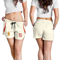 Custom Spain National Football Shorts for Women Pinstripe Flag with Royal Crest