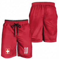 Custom Switzerland National Football Shorts for Men Abstract Topographic Wave Pattern