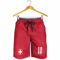 Custom Switzerland National Football Shorts for Men Abstract Topographic Wave Pattern
