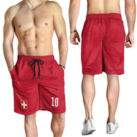 Custom Switzerland National Football Shorts for Men Abstract Topographic Wave Pattern