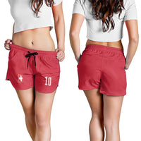 Custom Switzerland National Football Shorts for Women Abstract Topographic Wave Pattern