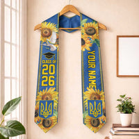 Custom Ukraine Graduation Stole Bold Sunflower and Tryzub