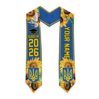 Custom Ukraine Graduation Stole Bold Sunflower and Tryzub
