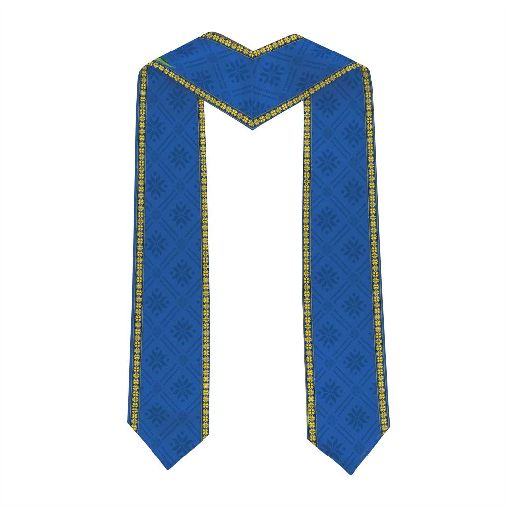 Custom Ukraine Graduation Stole Bold Sunflower and Tryzub