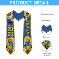 Custom Ukraine Graduation Stole Bold Sunflower and Tryzub