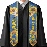 Custom Ukraine Graduation Stole Bold Sunflower and Tryzub
