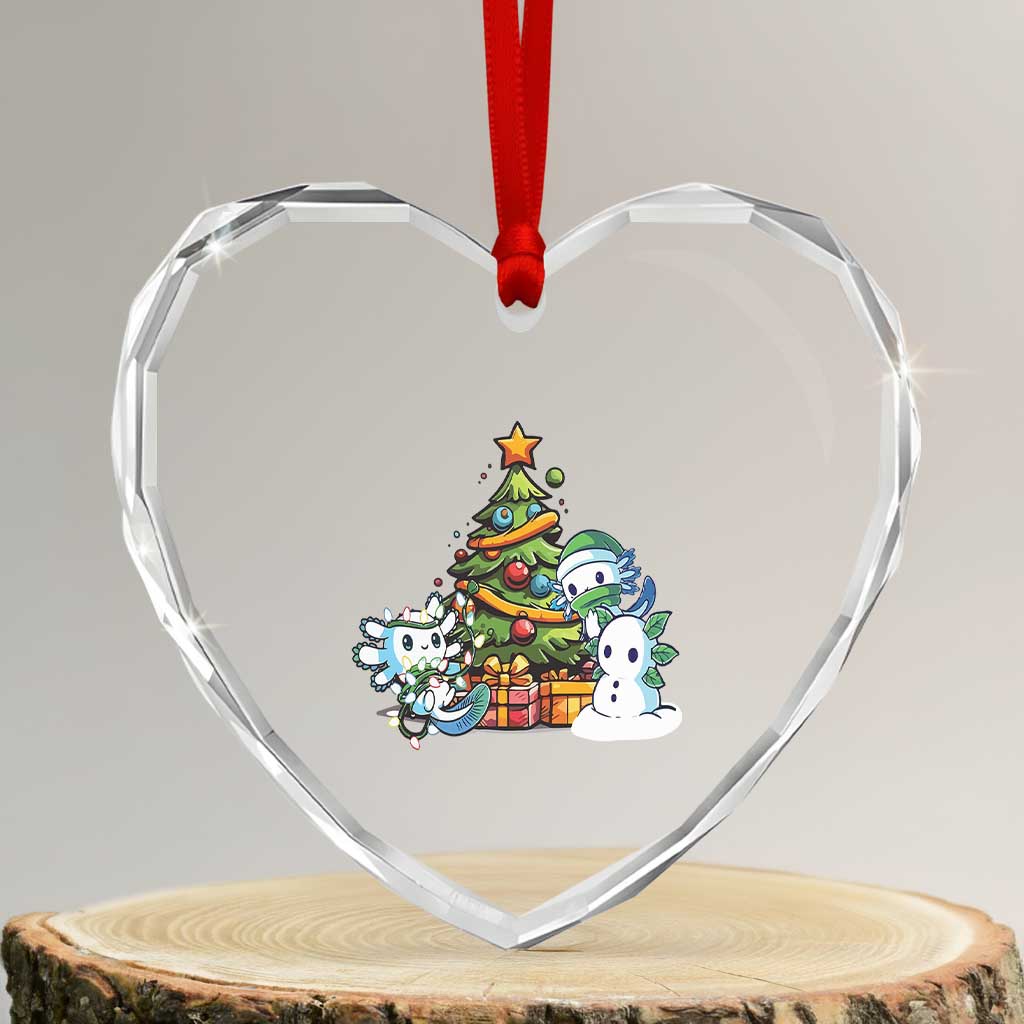 Cute Axolotl Xmas Tree Heart Crystal Glass Ornament - Wonder Print Shop