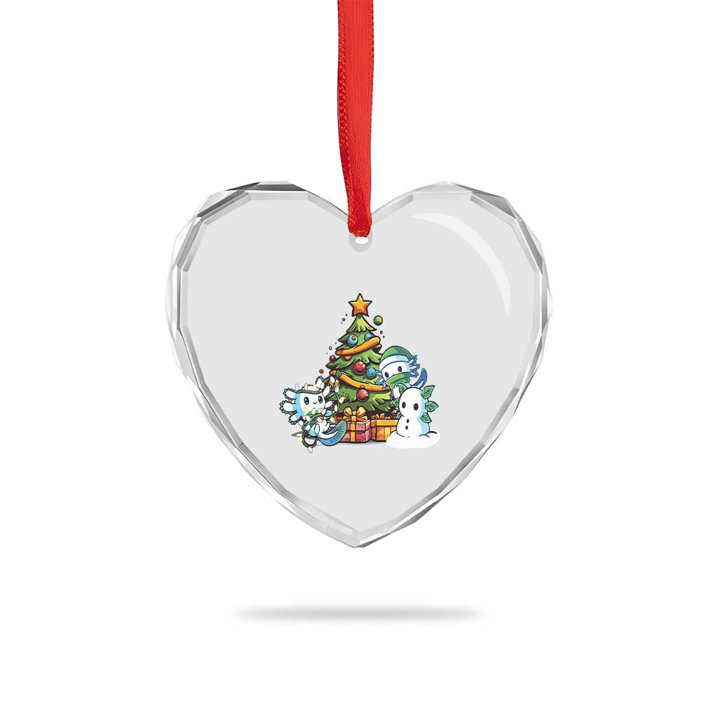 Cute Axolotl Xmas Tree Heart Crystal Glass Ornament - Wonder Print Shop