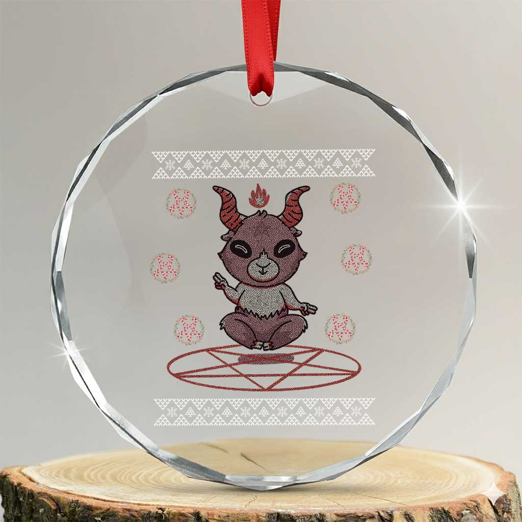 Cute Baby Baphomet Crystal Glass Ornament Ugly Christmas Sweater Occult Gift - Wonder Print Shop