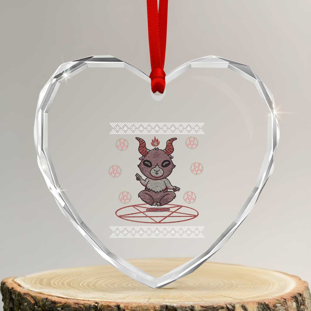 Cute Baby Baphomet Heart Crystal Glass Ornament Ugly Christmas Sweater Occult Gift - Wonder Print Shop