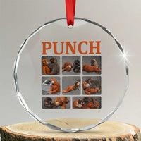 Cute Baby Monkey Punch with Plush Toy Graphic Crystal Glass Ornament