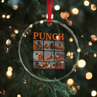 Cute Baby Monkey Punch with Plush Toy Graphic Crystal Glass Ornament