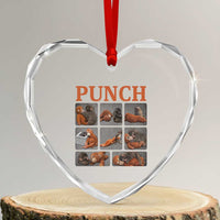 Cute Baby Monkey Punch with Plush Toy Graphic Heart Crystal Glass Ornament