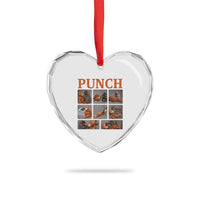 Cute Baby Monkey Punch with Plush Toy Graphic Heart Crystal Glass Ornament