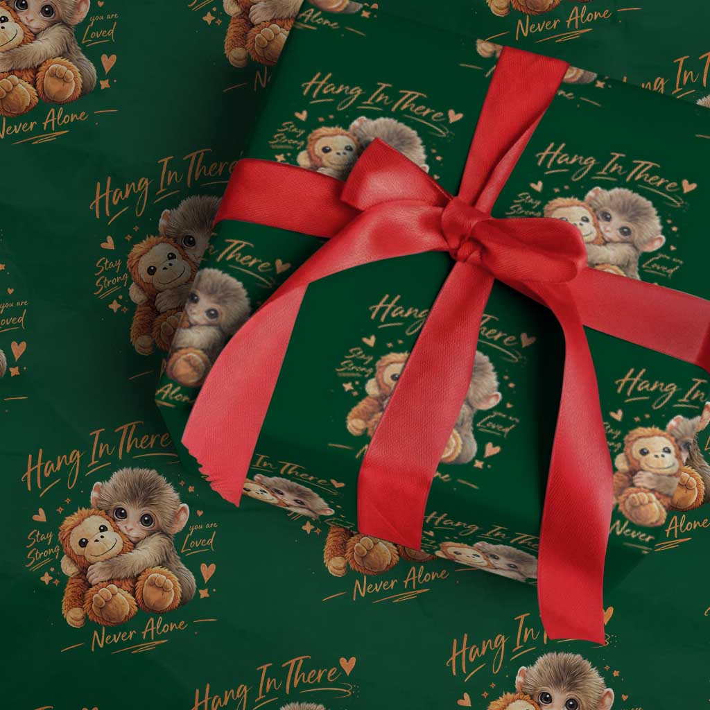 Cute Baby Monkey Punch Wrapping Paper Roll Adorable Emotional Graphic Little Punch