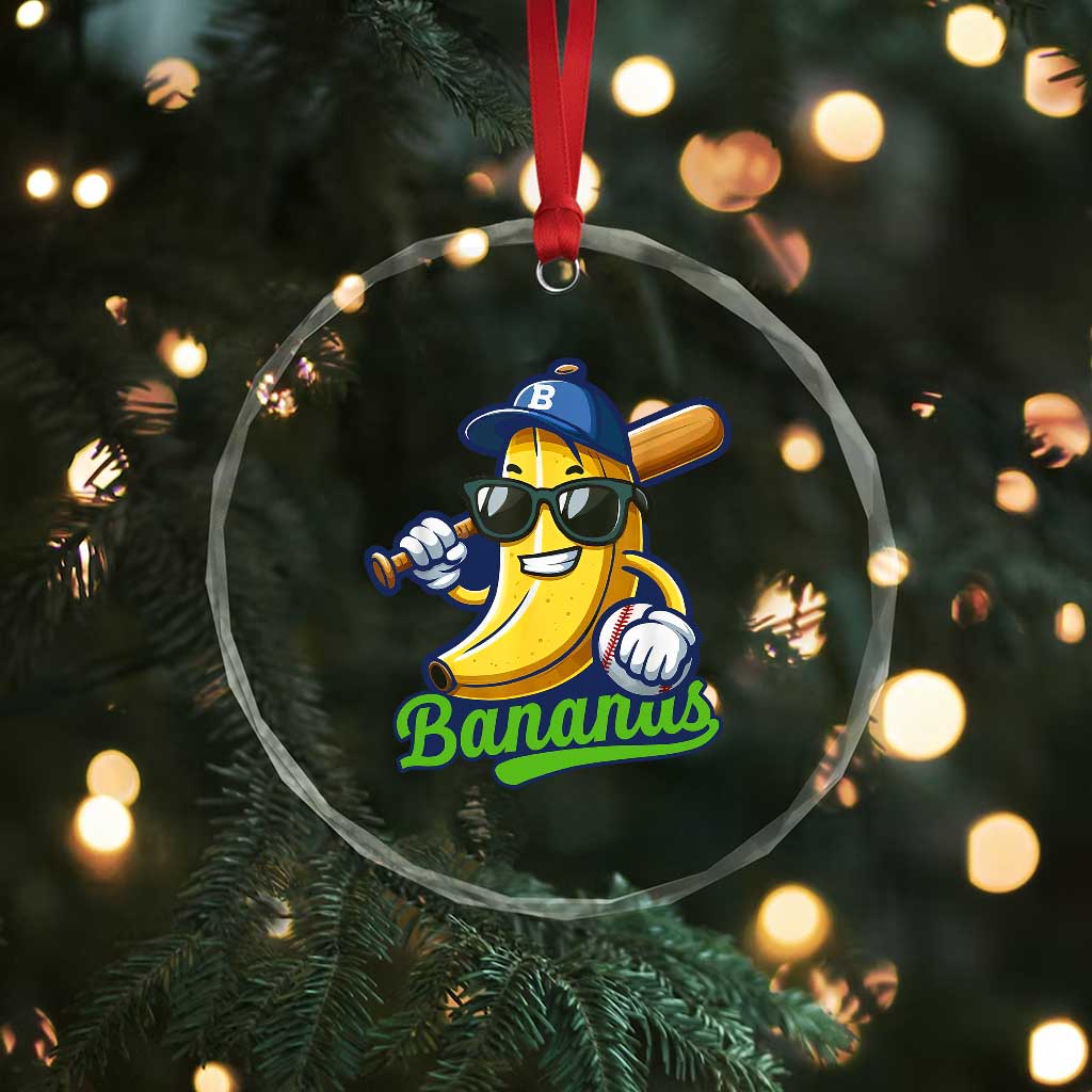 Cute Banana Graphics Crystal Glass Ornament Funny Sports Baseball Lover TS02