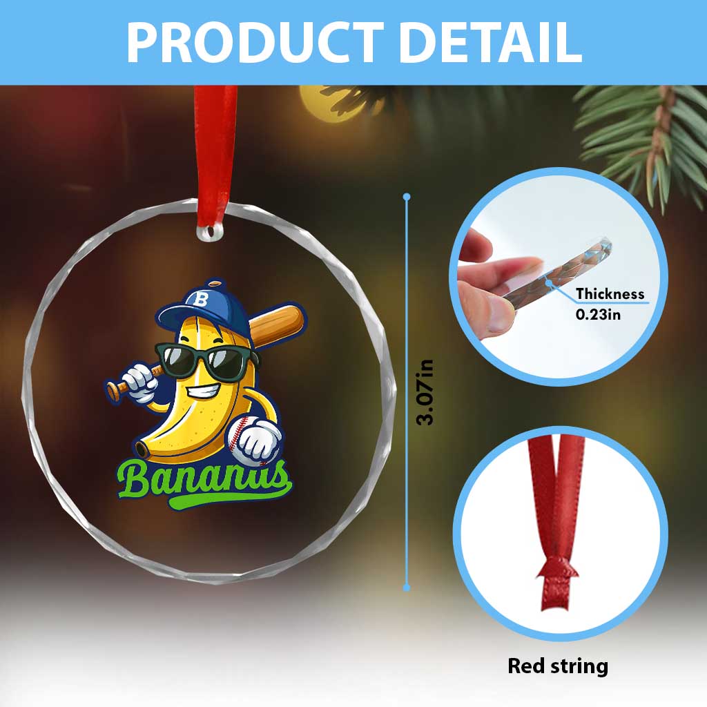 Cute Banana Graphics Crystal Glass Ornament Funny Sports Baseball Lover TS02