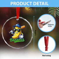 Cute Banana Graphics Crystal Glass Ornament Funny Sports Baseball Lover TS02