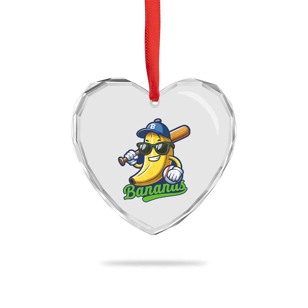 Cute Banana Graphics Heart Crystal Glass Ornament Funny Sports Baseball Lover - Wonder Print Shop