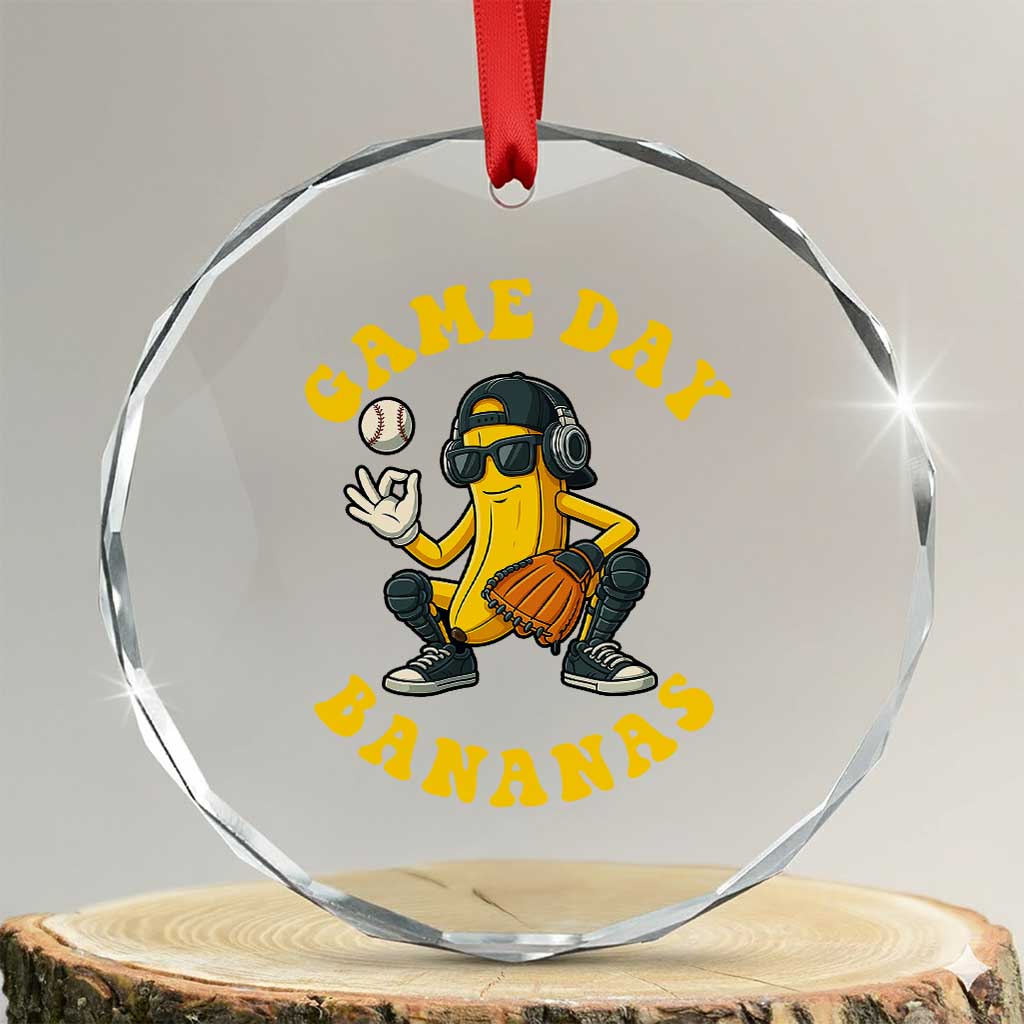 Cute Bananas Graphic Crystal Glass Ornament Game Day Cool Catcher Baseball Lover TS02