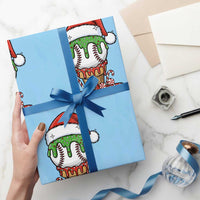Cute Baseball Christmas Icecream Dripping Wrapping Paper Roll Holiday Ice Cream Cone with Santa Hat - Wonder Print Shop