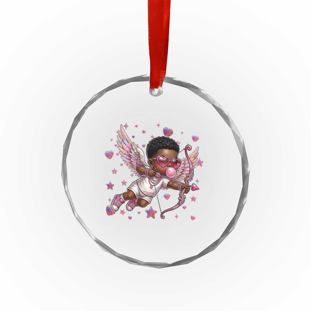 Cute Black Cupid Crystal Glass Ornament African American Valentines Day Gift - Wonder Print Shop