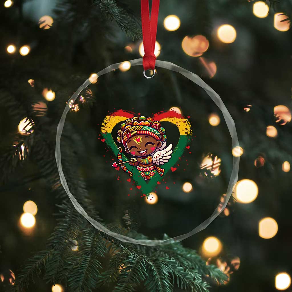 Cute Black Cupid Crystal Glass Ornament Melanin Pride Valentines Day Gift - Wonder Print Shop