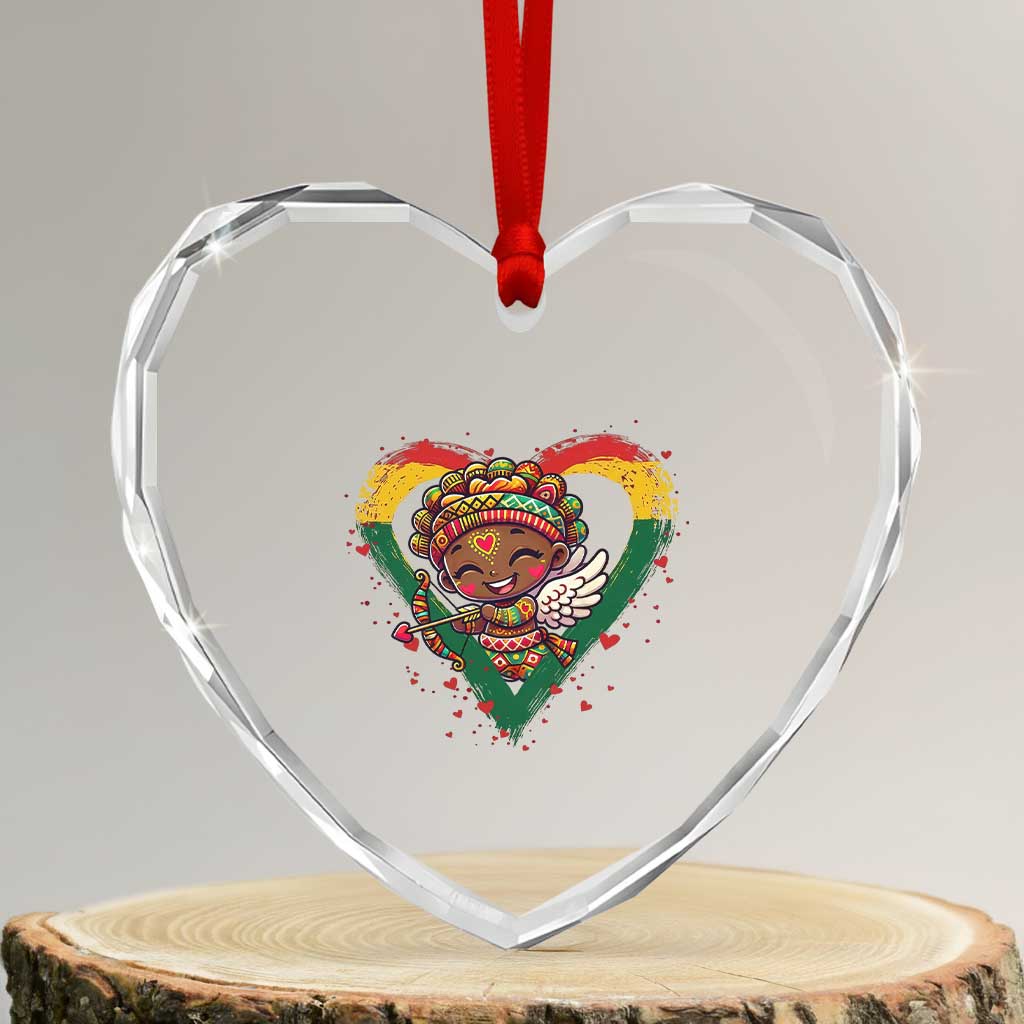 Cute Black Cupid Heart Crystal Glass Ornament Melanin Pride Valentines Day Gift - Wonder Print Shop